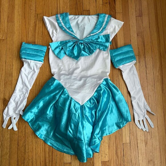 Child Costume Anime Pre-Cure White and Tarquoise Girls 11~12 - Picture 1 of 4